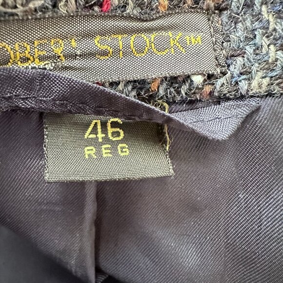 Tweed Plaid Herringbone Wool Blazer sz 46R - grey/blue - Picture 7 of 14